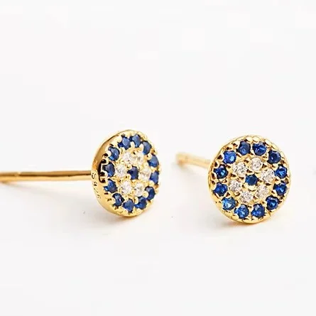 Φωτογραφία προϊόντος: Peach Jewelry Σκουλαρίκια Μάτι Με Ζιρκόν Ασήμι 925 Επιχρυσωμένο Symbol