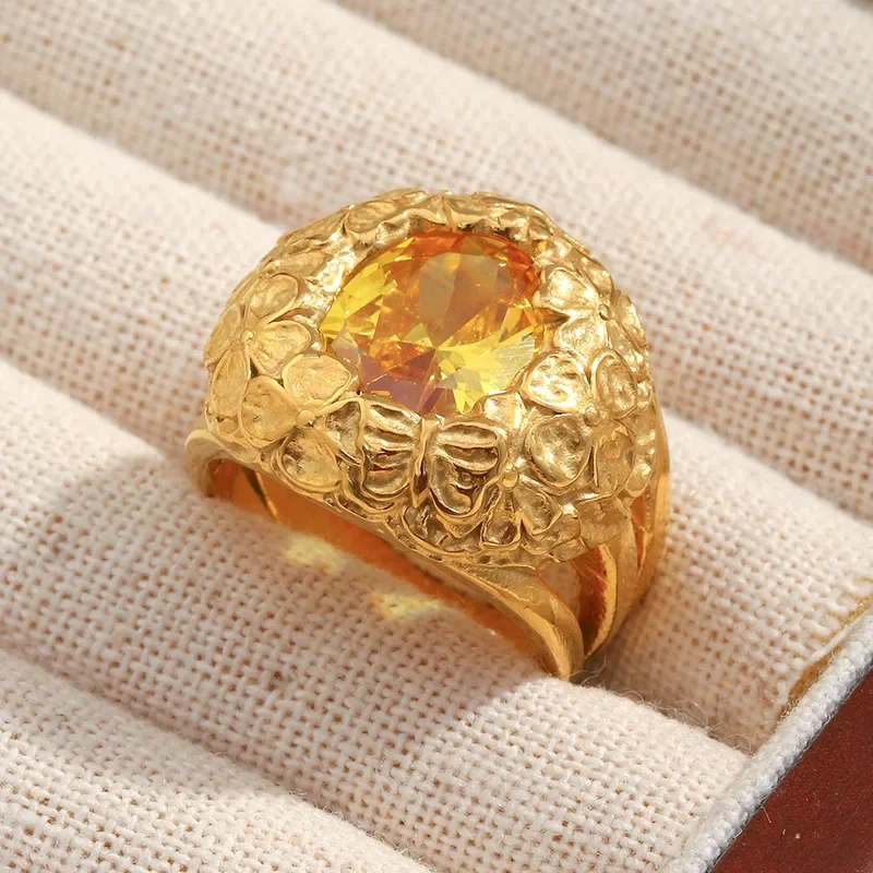 Φωτογραφία προϊόντος: Peach Jewelry Peach Jewerly Δαχτυλίδι Από Ανοξείδωτο Ατσάλι Με Κίτρινη Πέτρα Size 7