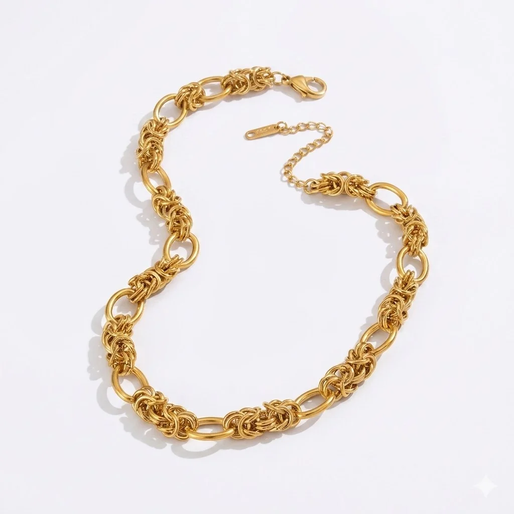 Φωτογραφία προϊόντος: Peach Jewelry Peach Jewerly Κολιέ Από Ανοξείδωτο Ατσάλι Επιχρυσωμένο Με Κόμπους Και Κρίκους