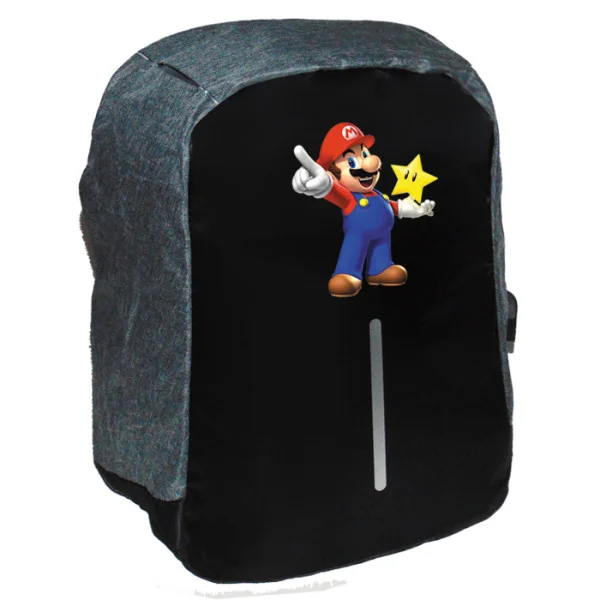 Φωτογραφία προϊόντος: Takeposition Mario Star Σχολική τσάντα Razor 1κεντρική θέση Rpet 600D 44Y x 34Μ x 10Π Μαύρο/γκρι 973-1188-07