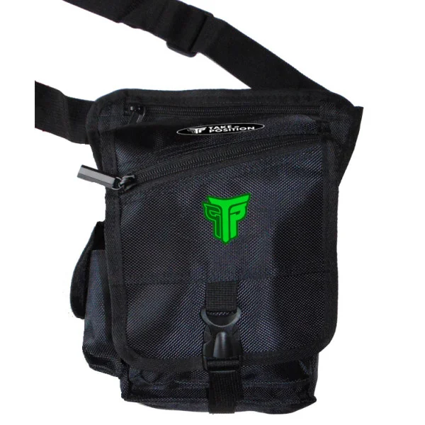 Φωτογραφία προϊόντος: Takeposition Darko Small Green logo, Τσαντάκι μέσης μηρού με έχτρα πουγκί νερού, 27Y x 17Π x 7Β, Μαύρο, 962-0010-05