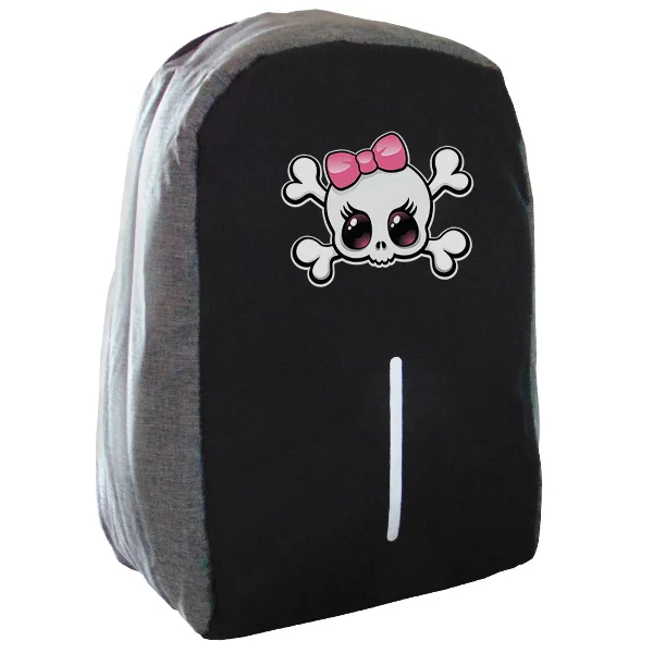 Φωτογραφία προϊόντος: Takeposition Cute skull Σχολική τσάντα Razor 1κεντρική θέση Rpet 600D 44Y x 34Μ x 10Π Μαύρο/γκρι 973-1090
