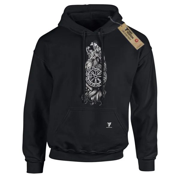 Φωτογραφία προϊόντος: Unisex Φούτερ με Κουκούλα Wolf Spirit Μαύρο – Takeposition