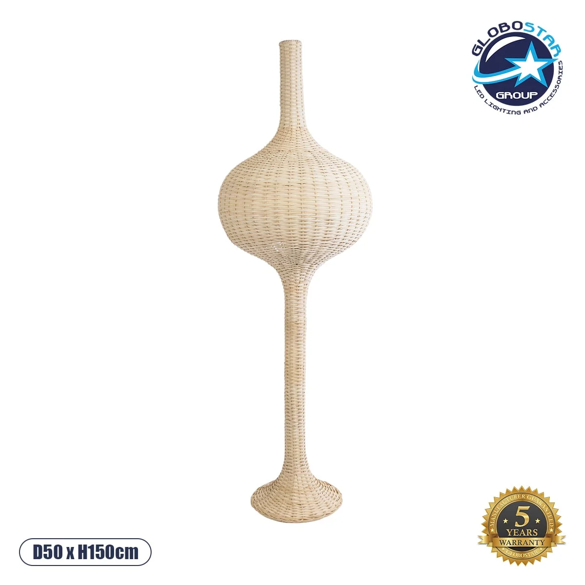 Φωτογραφία προϊόντος: GloboStar® ALADDIN 02051 Boho Επιδαπέδιο Φωτιστικό Μονόφωτο 1 x E27 AC220-240V IP20 - Φ50 x Υ150cm - Μπεζ Μπαμπού Πλέγμα - 5 Χρόνια Εγγύηση