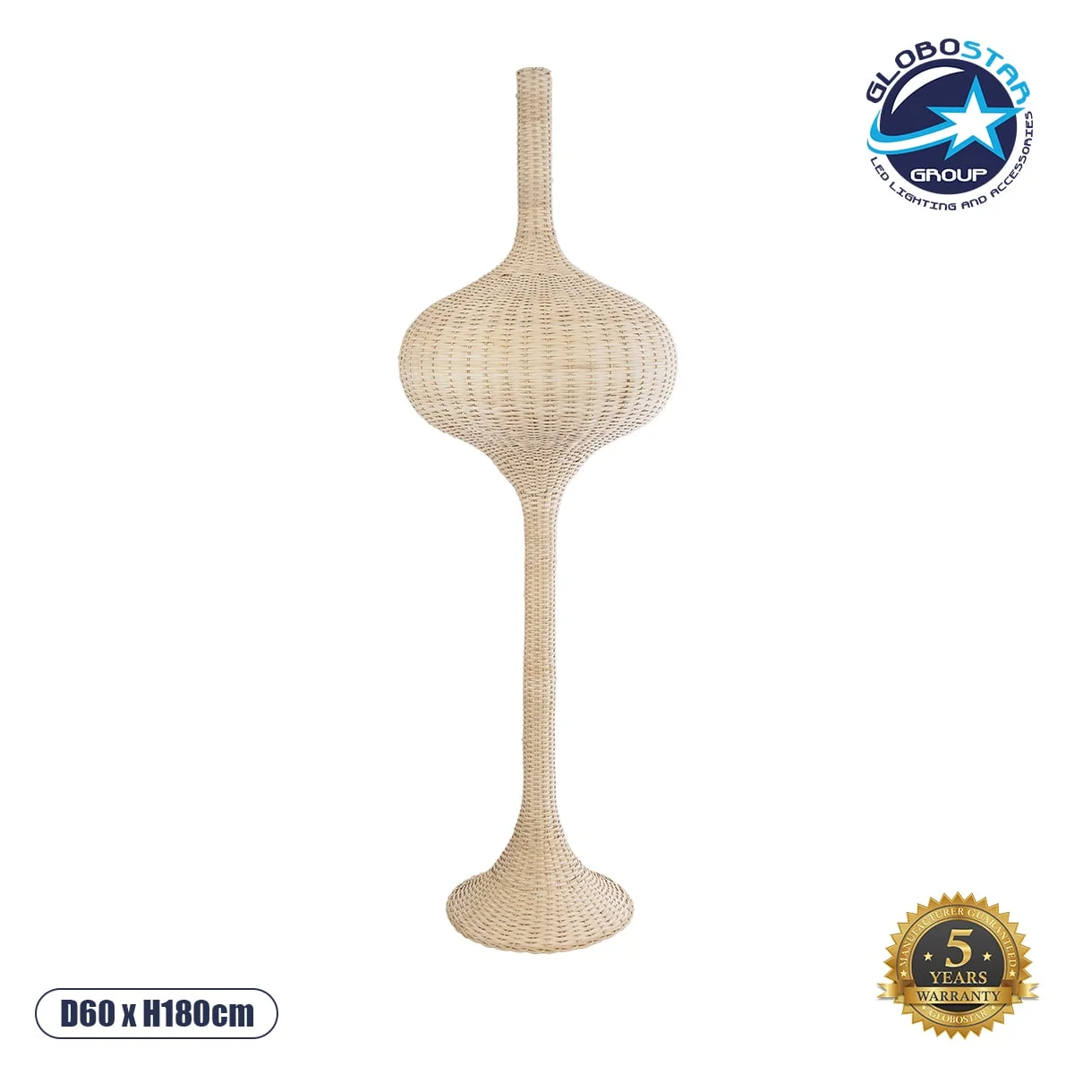 Φωτογραφία προϊόντος: GloboStar® ALADDIN 02052 Boho Επιδαπέδιο Φωτιστικό Μονόφωτο 1 x E27 AC220-240V IP20 - Φ60 x Υ180cm - Μπεζ Μπαμπού Πλέγμα - 5 Χρόνια Εγγύηση