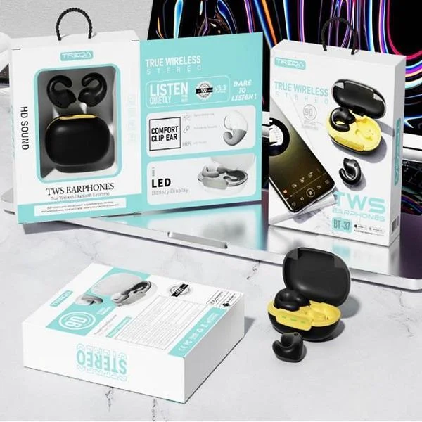 Φωτογραφία προϊόντος: OEM In-ear Bluetooth 5.3 Handsfree Ακουστικά με Αντοχή στον Ιδρώτα και Θήκη Φόρτισης με οθόνη LED BT-37 Κίτρινα