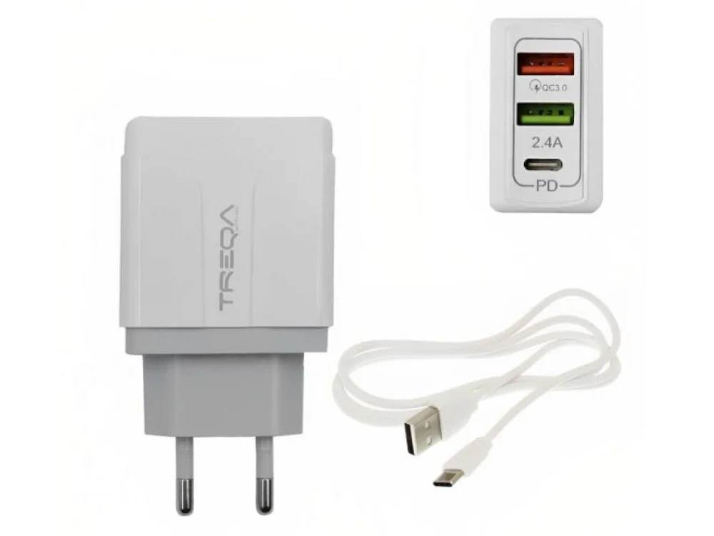 Φωτογραφία προϊόντος: Φορτιστής Treqa CH-640 38W Με Type-C Καλώδιο Λευκό