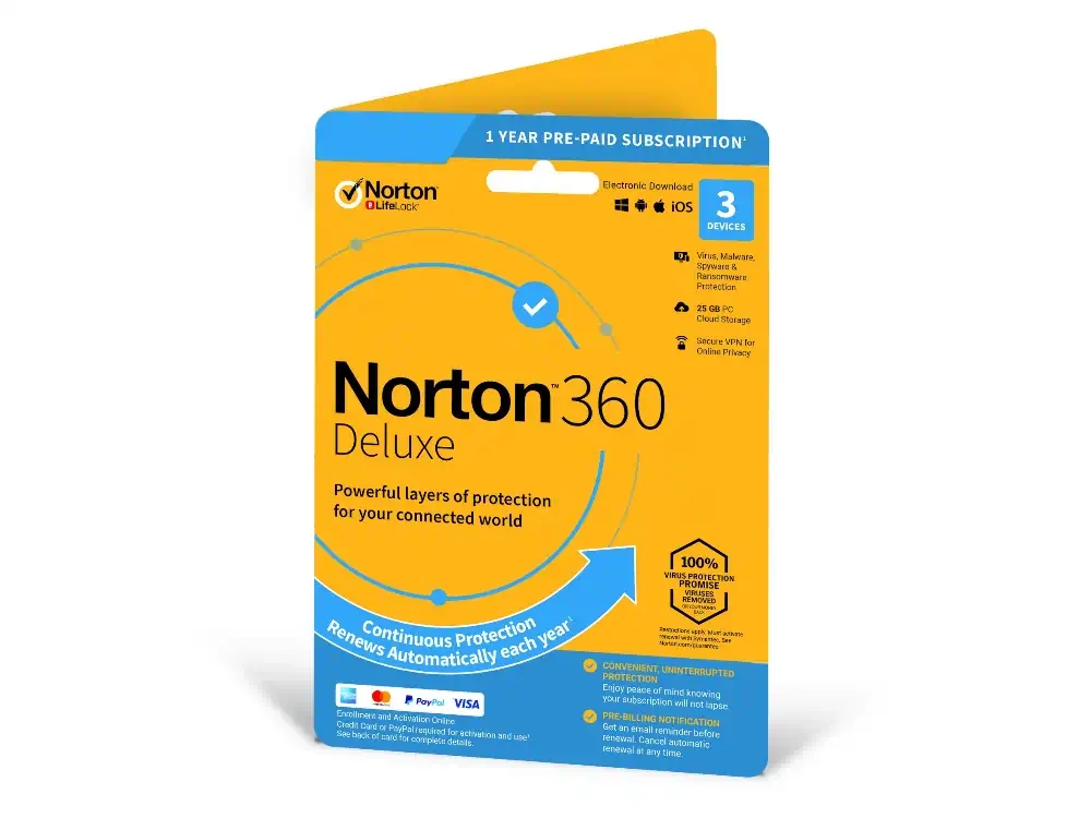 Φωτογραφία προϊόντος: Symantec Norton Norton Security 360 Deluxe (3 Συσκευές - 1 Χρόνος) Multi Device Ηλεκτρονική άδεια