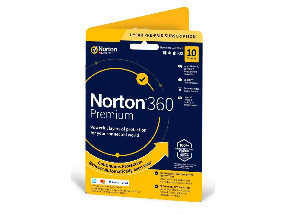 Φωτογραφία προϊόντος: Symantec Norton Norton 360 Premium (10 Συσκευές - 1 Χρόνος) Multi Device Includes 75GB Ηλεκτρονική Άδεια