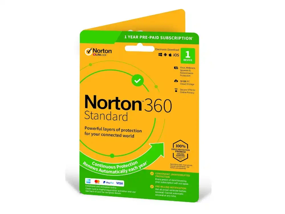 Φωτογραφία προϊόντος: Symantec Norton Norton 360 Standard (1 Συσκευή - 1 Χρόνος) Multi Device Includes 10GB Ηλεκτρονική Άδεια