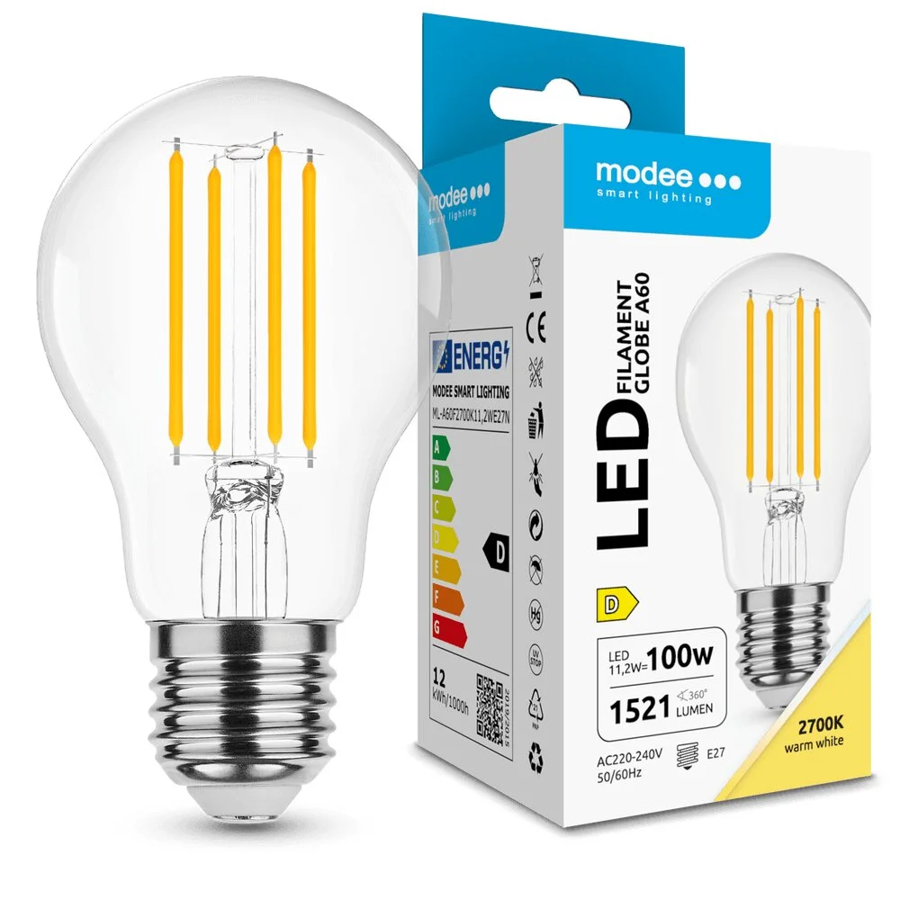 Φωτογραφία προϊόντος: Modee Lighting Modee LED Λάμπα Filament Globe A60 11.2W E27 2700K 1521lm ERP