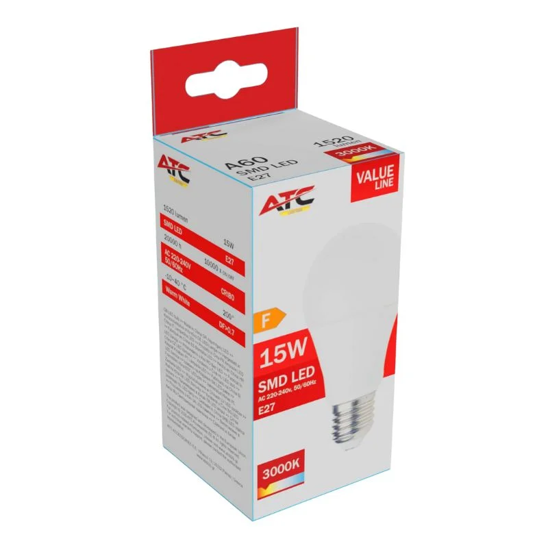 Φωτογραφία προϊόντος: ATC SMD LED Λαμπτήρας A60 230V 15W/1520LM E27 3000K