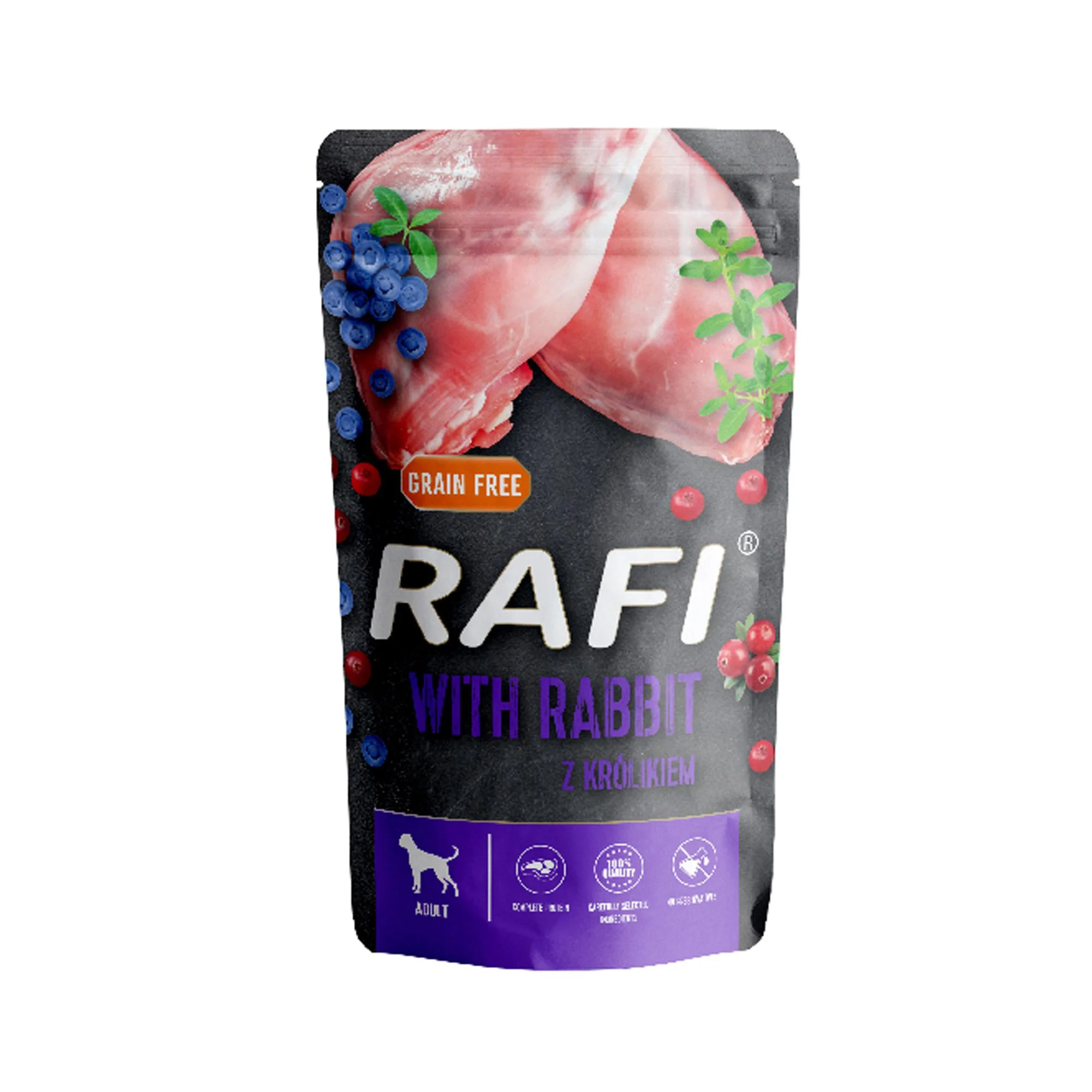 Φωτογραφία προϊόντος: Rafi Adult Πατέ Κουνέλι, Blueberry + Cranberry Pouch 500gr
