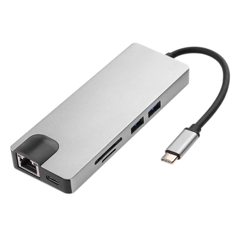 Φωτογραφία προϊόντος: Atc Μετατροπέας 8in1 USB C hub RJ45 HDMI USBx2 VGA SD TF USB3.0x2