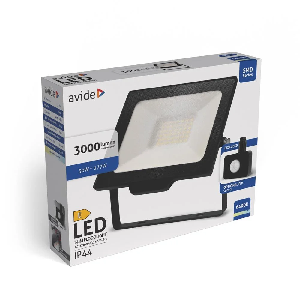 Φωτογραφία προϊόντος: Avide Προβολέας LED SMD 30W CW 6400K με Γρήγορη σύνδεση και Προαιρετικό PIR