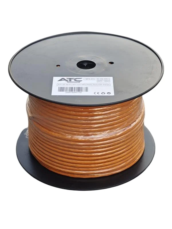Φωτογραφία προϊόντος: ATC-107 Στροφείο SFTP CAT7 CCA PVC Πορτοκαλί 100m
