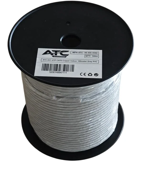 Φωτογραφία προϊόντος: ATC-631 Στροφείο UTP CAT6 Εσωτερικού Χώρου με Χαλκό Cu Γκρι PVC 100m