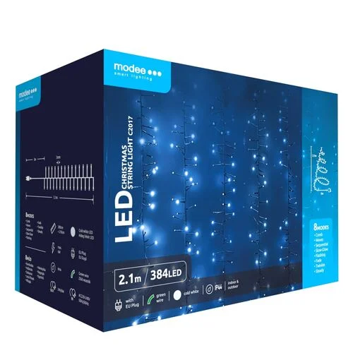 Φωτογραφία προϊόντος: Modee Lighting Modee Χριστουγεννιάτικα Φωτάκια LED με Τροφοδοτικό (384LED/2.1m) Ψυχρό Λευκό