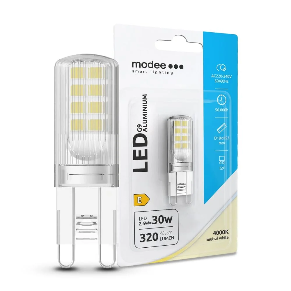 Φωτογραφία προϊόντος: Modee Lighting Λάμπα LED G9 Aluminium 2.6W 4000K (320 lumen) ERP B1