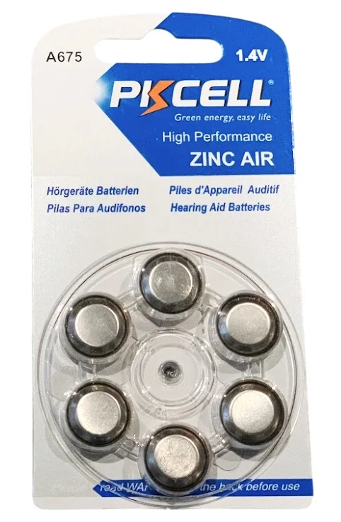 Φωτογραφία προϊόντος: Pkcell 1.4V Zinc Air Μπαταρία Ακουστικών Βαρηκοΐας A675 6τμχ
