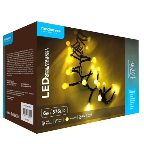 Φωτογραφία προϊόντος: Modee Lighting Modee Χριστουγεννιάτικα Φωτάκια LED Τύπου Berry με Τροφοδοτικό (576LED/6m) Θερμό Λευκό