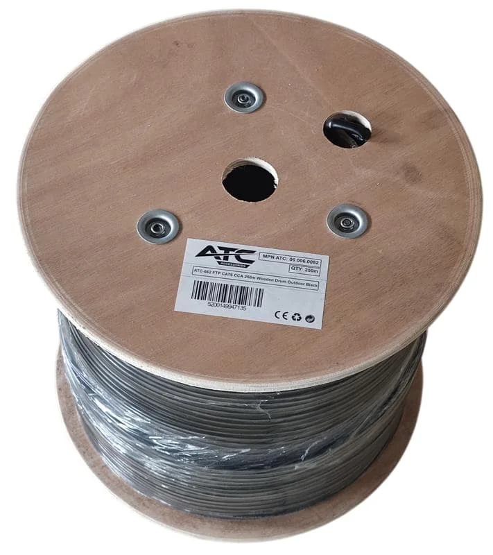 Φωτογραφία προϊόντος: ATC-662 Στροφείο FTP CAT6 CCA PET για Εξωτερικό Χώρο Μαύρο 250m