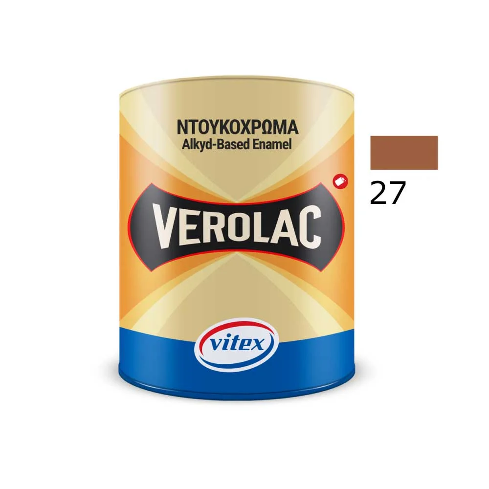 Φωτογραφία προϊόντος: Vitex VEROLAC No 27 Βερνικόχρωμα Διαλύτου για Μεταλλικές και Ξύλινες Επιφάνειες ,Κεραμιδί 0.180 lt