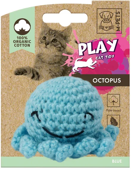 Φωτογραφία προϊόντος: M-pets Μπλε χταπόδι 100% βαμβακερό παιχνίδι γάτας με catnip 7,5x7,5x5,5cm M-pets (2055255)