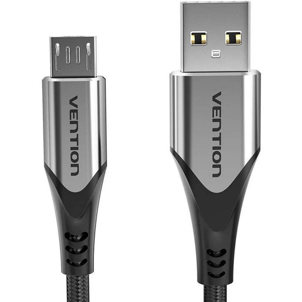 Φωτογραφία προϊόντος: VENTION Cotton Braided USB 2.0 A Male to Micro-B Male 3A Cable 0.5M Gray Aluminum Alloy Type (COAHD) (VENCOAHD)