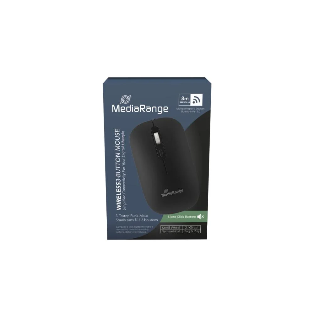 Φωτογραφία προϊόντος: MediaRange Optical 4-Button Wireless.Scroll-Wheel,1.000 - 2.400 dpi,BT Ver. 5.0), Black (MROS267)