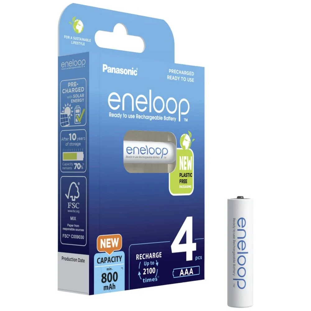 Φωτογραφία προϊόντος: PANASONIC BATTERY Panasonic Eneloop Επαναφορτιζόμενες Μπαταρίες AAA Ni-MH 800mAh 4τμχ (37941535) (PAN37941535)