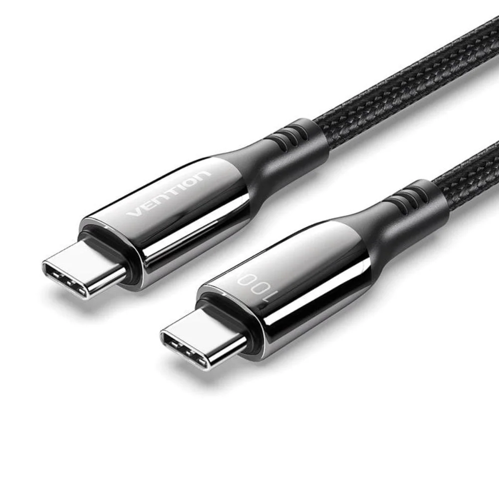 Φωτογραφία προϊόντος: VENTION Nylon Braided USB 2.0 C Male to C Male 5A Cable 1.2M Black Zinc Alloy Type (CTYBAV) (VENCTYBAV)