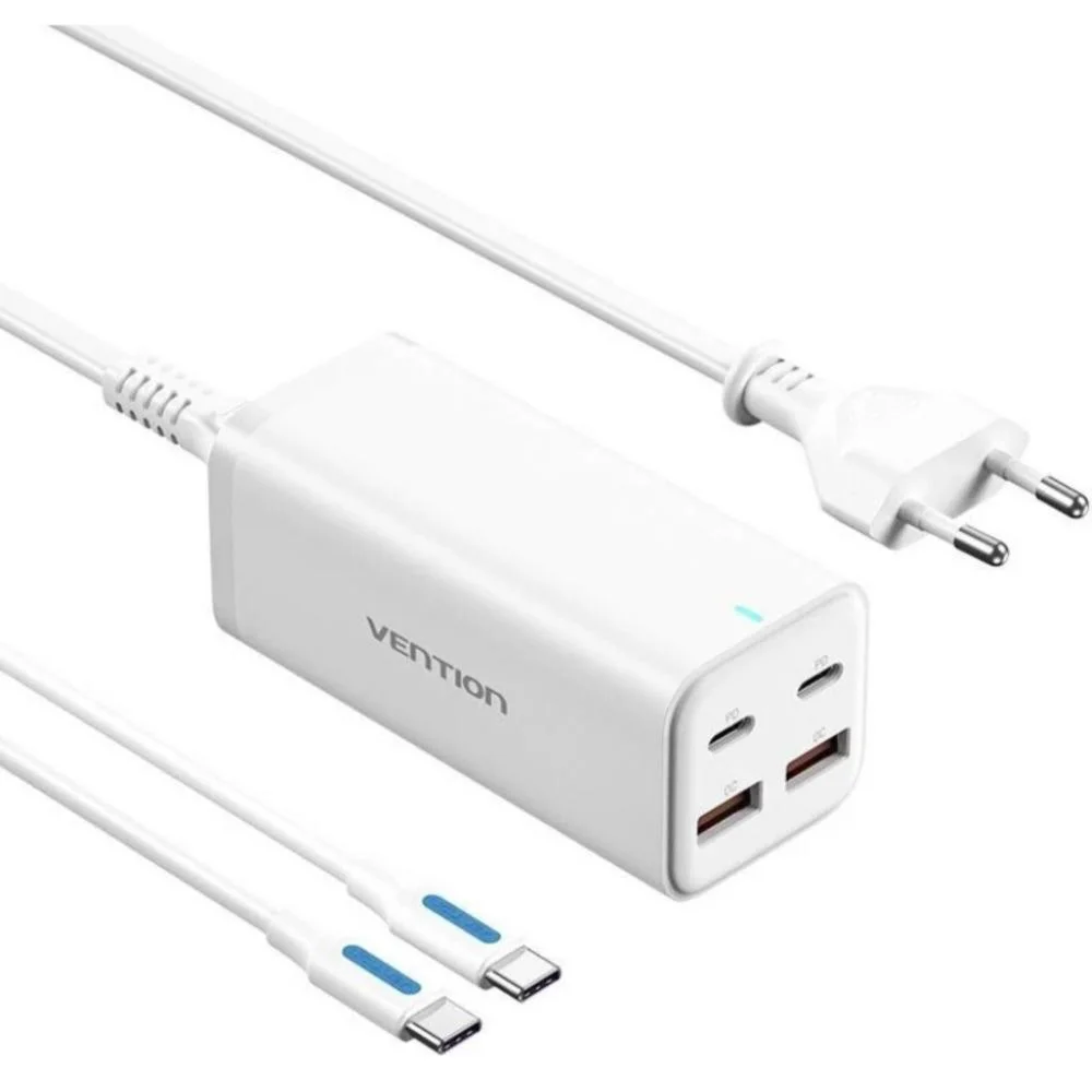 Φωτογραφία προϊόντος: VENTION 4-Port USB (C + C + A + A) GaN Charger (100W/100W/18W/18W) EU-Plug White (FBSWG-EU) (VENFBSWG-EU)