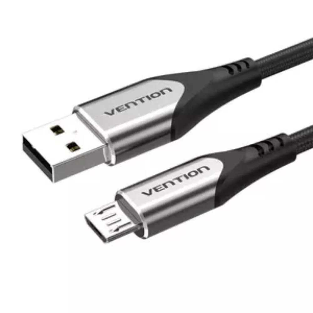 Φωτογραφία προϊόντος: VENTION Cotton Braided USB 2.0 A Male to Micro-B Male 3A Cable 2M Gray Aluminum Alloy Type (COAHH) (VENCOAHH)