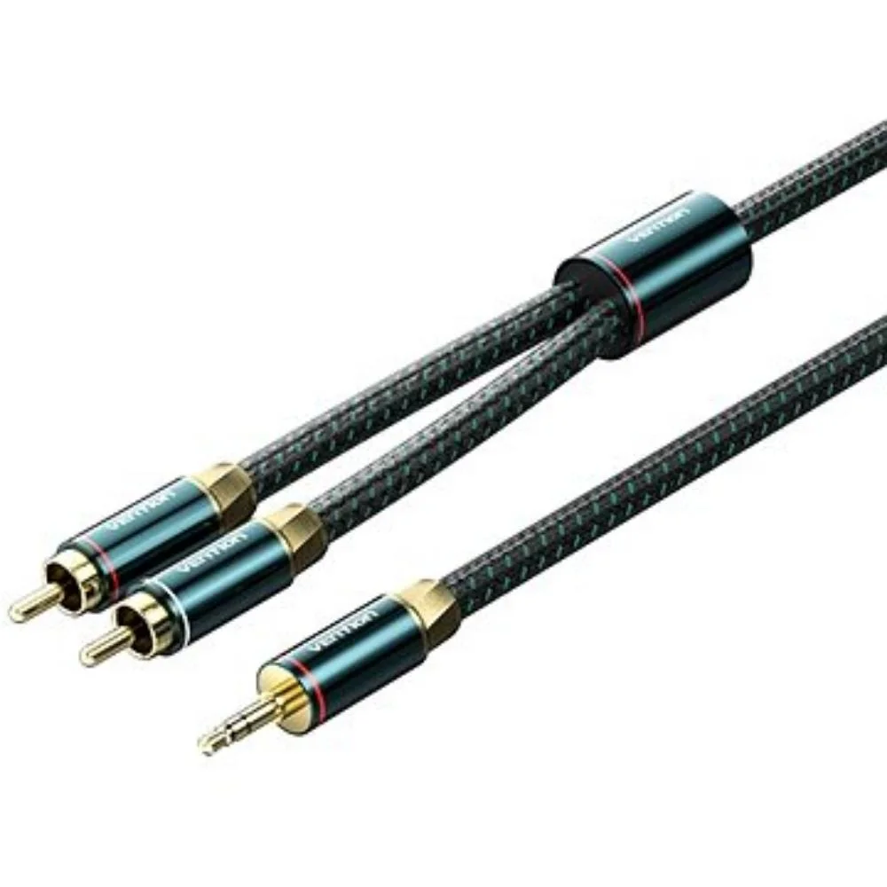 Φωτογραφία προϊόντος: VENTION Cotton Braided 3.5mm Male to 2RCA Male Audio Cable 5M Green Copper Type (BCSGJ) (VENBCSGJ)