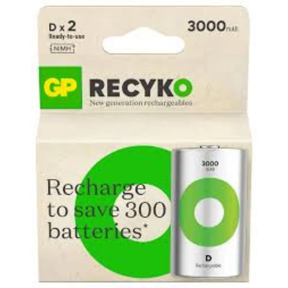 Φωτογραφία προϊόντος: GP BATTERIES GP ReCyko 3000mAh rechargeable batteries D/R20 Ni-MH (GPB20981)