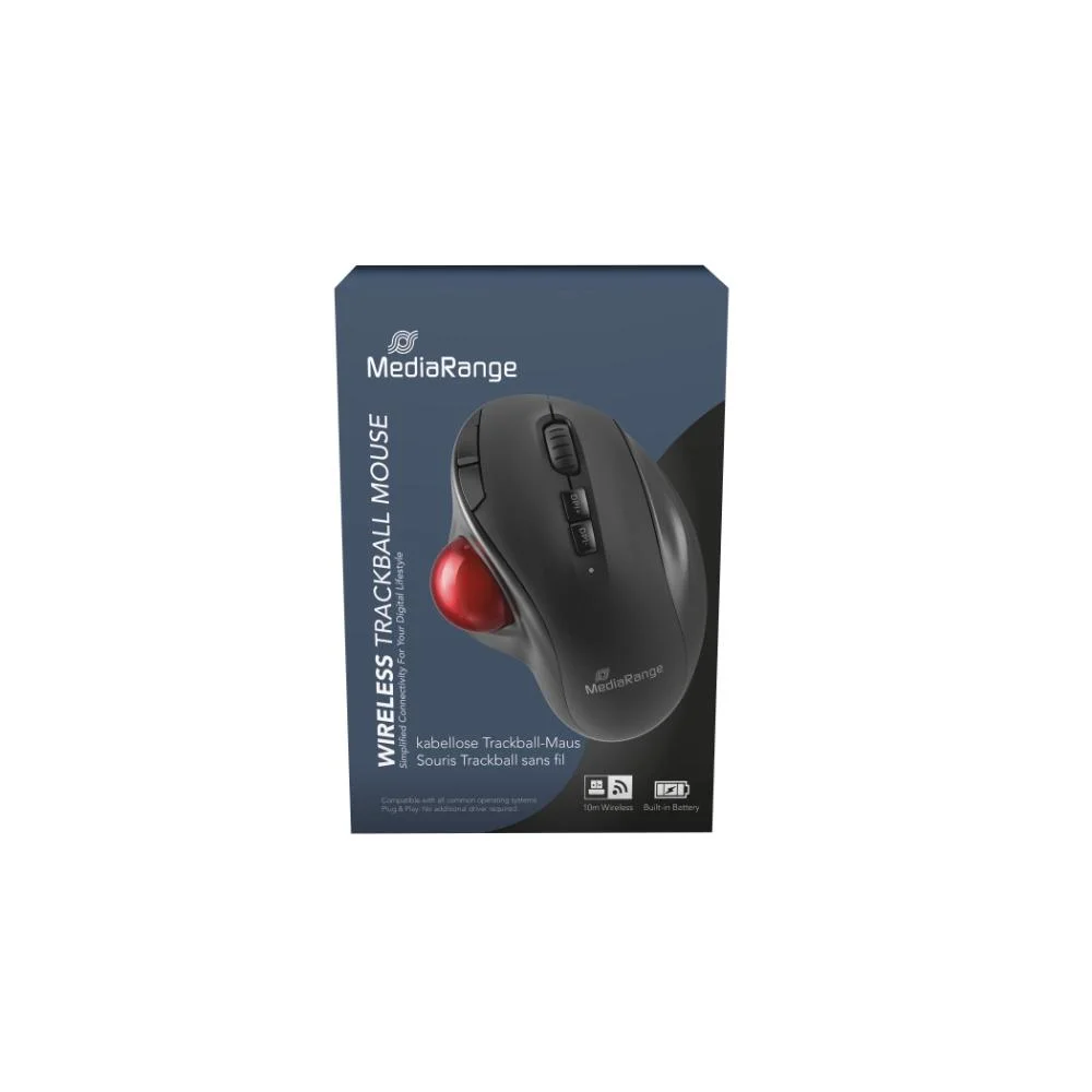 Φωτογραφία προϊόντος: MediaRange Optical 7-Button Wireles with Trackball.Scrool Wheel, DPI 800-2400, Black/Red (MROS263)