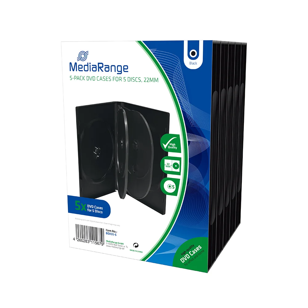 Φωτογραφία προϊόντος: MediaRange DVD Case for 5 discs 22mm Black Pack 5 (MRBOX35-5)