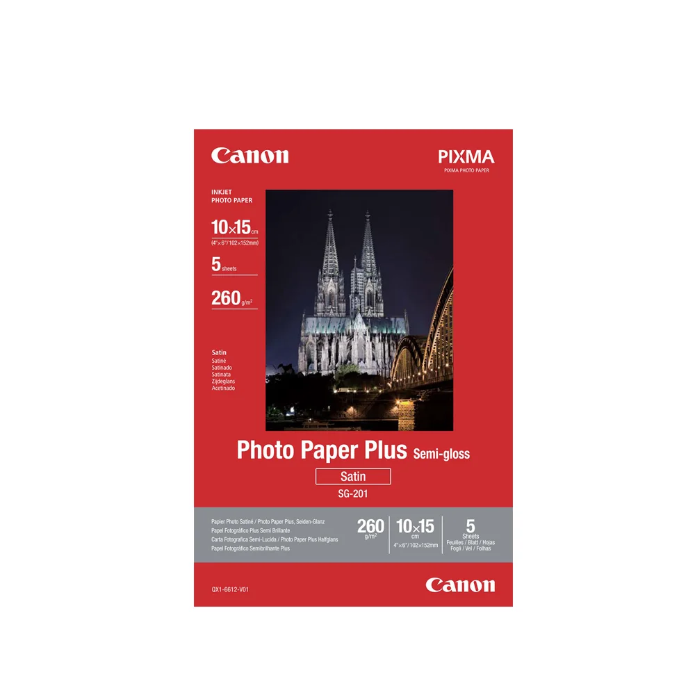Φωτογραφία προϊόντος: Canon Φωτογραφικό Χαρτί Semi-Gloss 10 x15cm 260g/m²5 φύλλα (1686B072) (CAN-SG201)