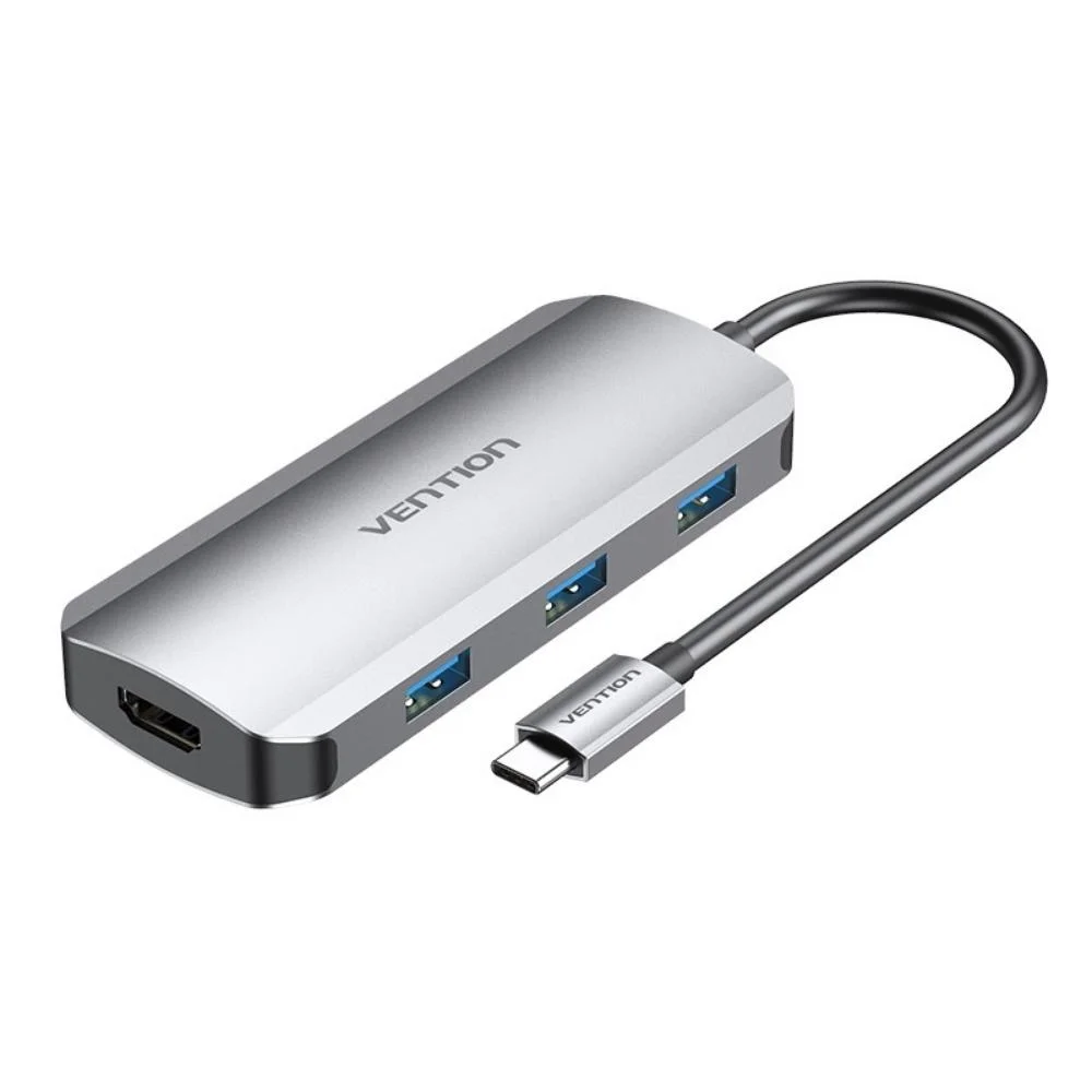 Φωτογραφία προϊόντος: VENTION Type-C to HDMI/USB 3.0x3/PD 100W Docking Station 0.15M Gray Aluminum Alloy Type (TODHB) (VENTODHB)