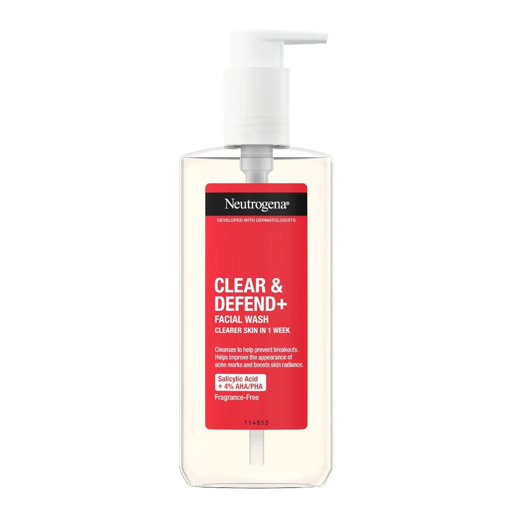 Φωτογραφία προϊόντος: Neutrogena Clear & Defend+ Facial Wash Καθαριστικό Προσώπου για Αντιμετώπιση της Ακμής (200ml)