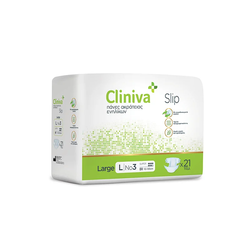 Φωτογραφία προϊόντος: CLINIVA Slip Ανοιχτή Πάνα Ακράτειας - No3 Large 110cm-150cm - 21τμχ