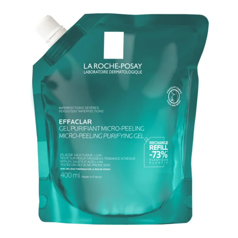 Φωτογραφία προϊόντος: LA ROCHE-POSAY Effaclar Micro-Peeling Gel Refill Καθαρισμού για Επίμονες Ατέλειες, Κατάλληλο για Πρόσωπο και Σώμα (400ml)