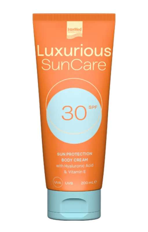 Φωτογραφία προϊόντος: LUXURIOUS SUN CARE Sun Protection Body Cream SPF30 με Βιταμίνη Ε - Αντηλιακή Κρέμα Σώματος (200ml)