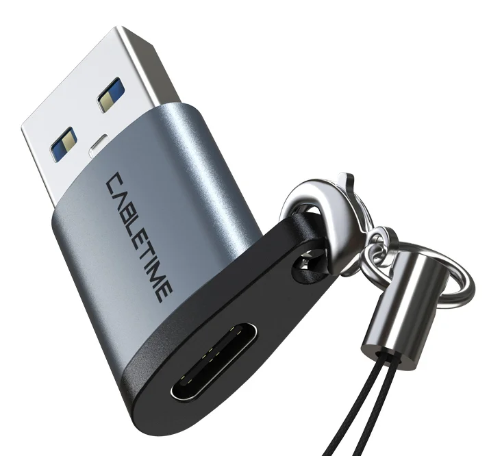 Φωτογραφία προϊόντος: CABLETIME αντάπτορας USB-C σε USB CT-AMCF, 2.1A, 5Gbps, γκρι