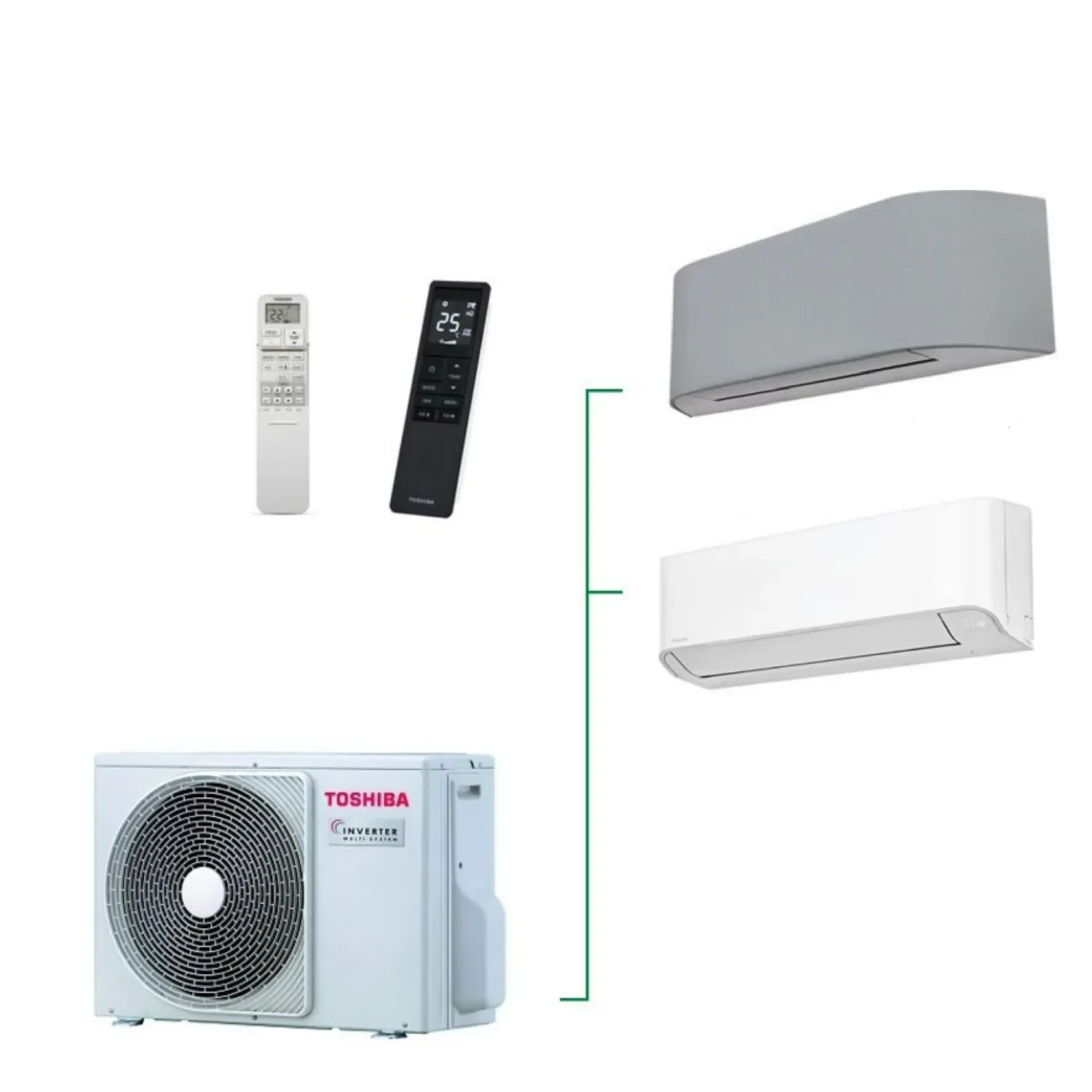Φωτογραφία προϊόντος: Κλιματιστικό Multi Toshiba RAS-2M18G3AVG-E (2-room) + 1 Haori B10N4KVRG-E1+1 Yukai Plus B10E2KVG-E