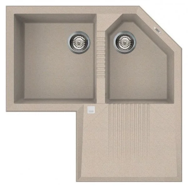 Φωτογραφία προϊόντος: Elleci Tekno Corner 83x83cm Avena Ένθετος Γρανίτης Γωνιακός Με 2 Γούρνες & Πάγκο