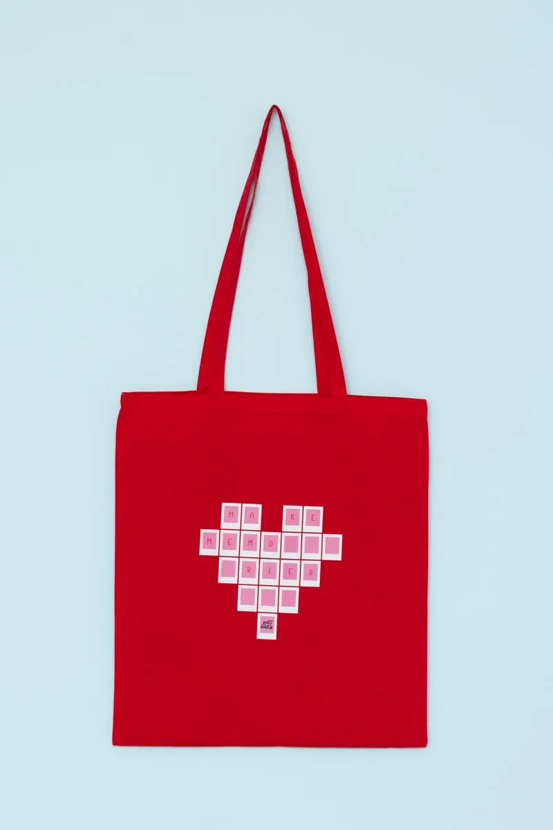 Φωτογραφία προϊόντος: Red Tote Bag "Make Memories" Οικολογική Τσάντα Petit Boutik