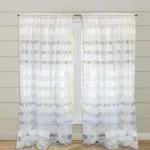 Φωτογραφία προϊόντος: Saray Home Κουρτίνα έτοιμη ραμμένη οργάντζα λευκό με ρίγες λευκό και γκρι KE 1394 280X300cm - με τρέσα