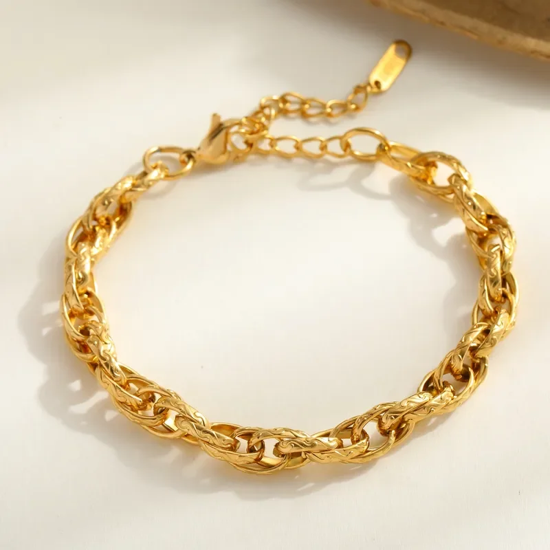Φωτογραφία προϊόντος: Peach Jewelry Βραχιόλι Διπλά Κρικάκια Αλυσιδωτό Ανοξείδωτο Ατσάλι 316 Επιχρυσωμένο